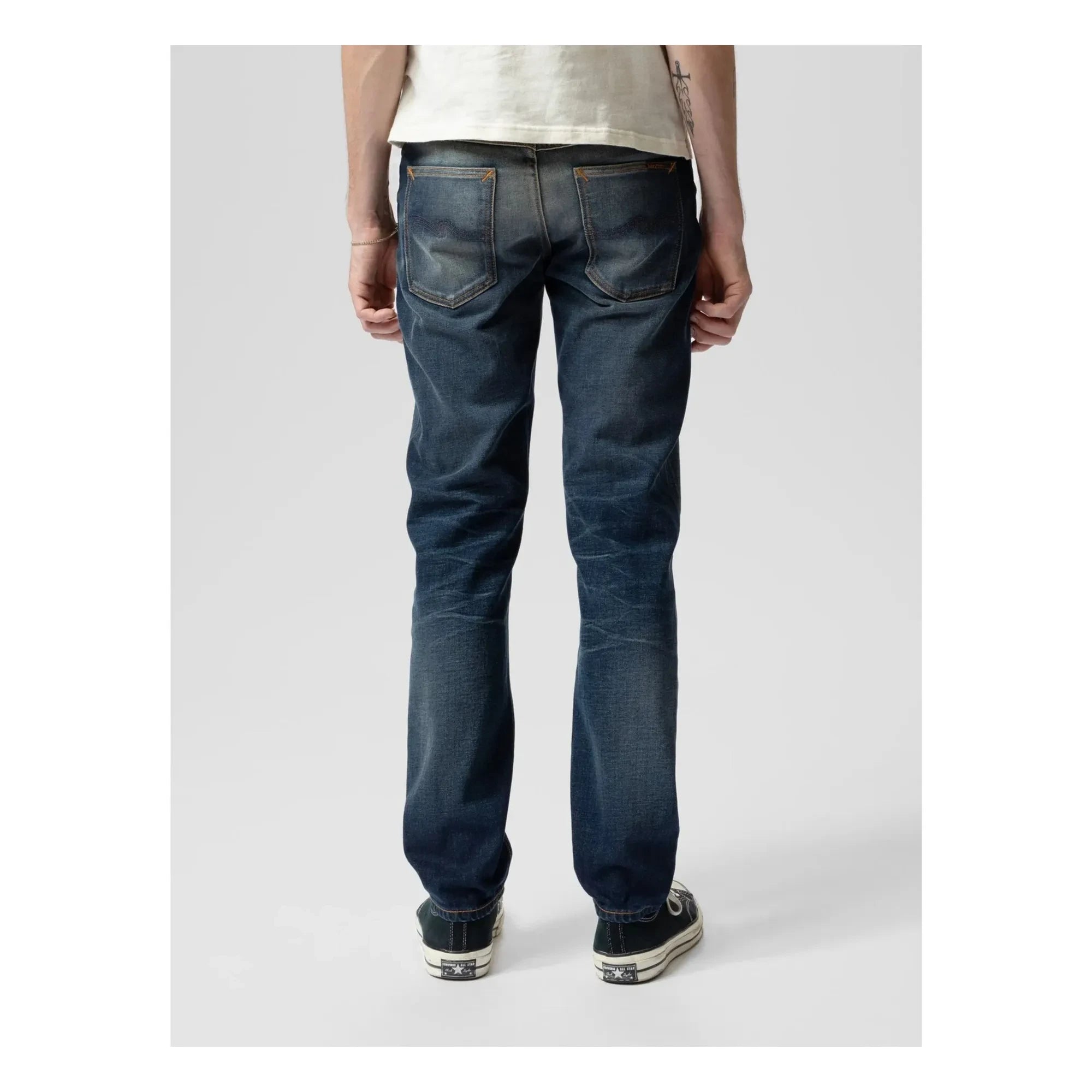 Nudie Jeans - Vaqueros de algodón Solid Ollie Lost Light | Gris azulado pálido