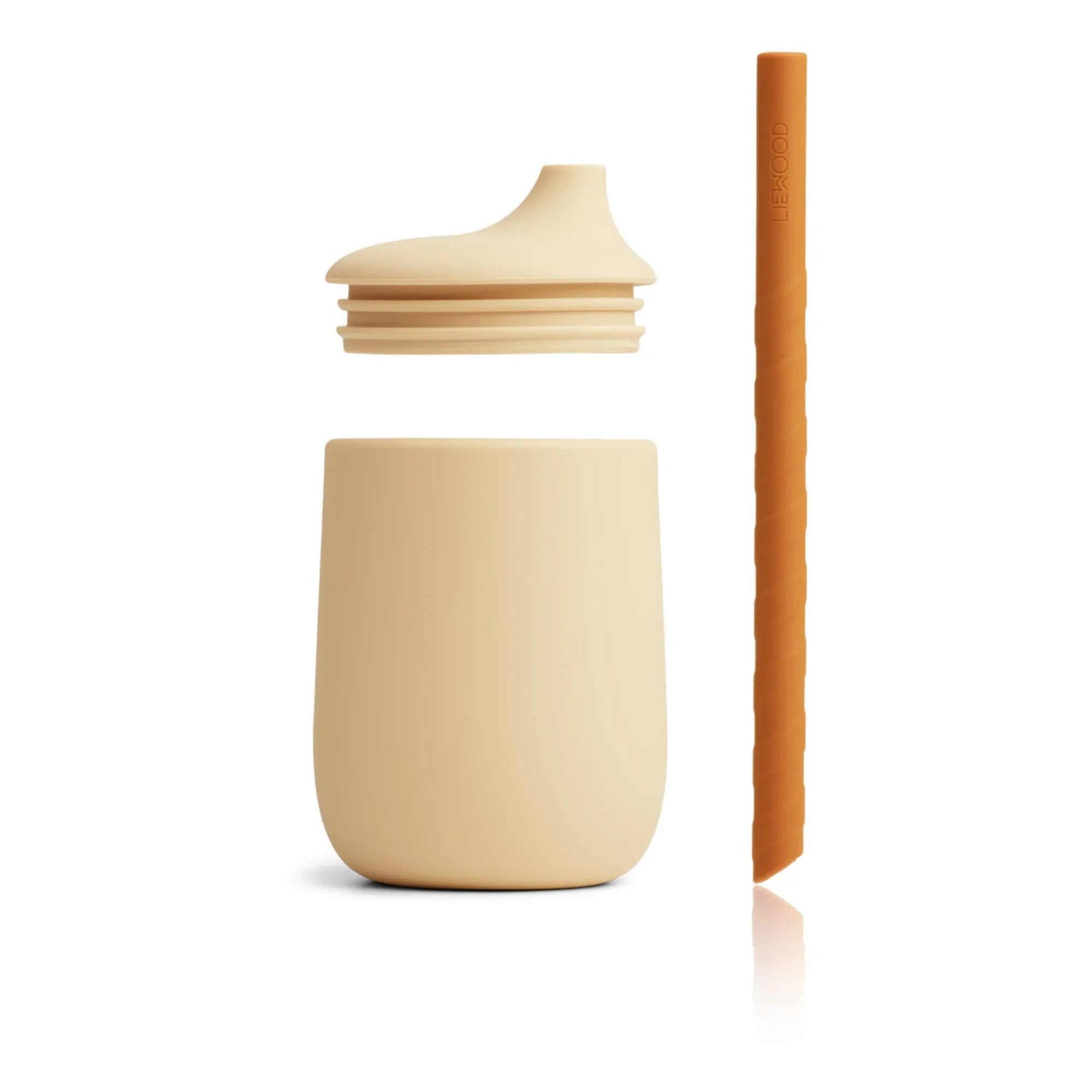 Liewood - Vasos de silicona con pajita Ellis - Pack de 2 | Arena