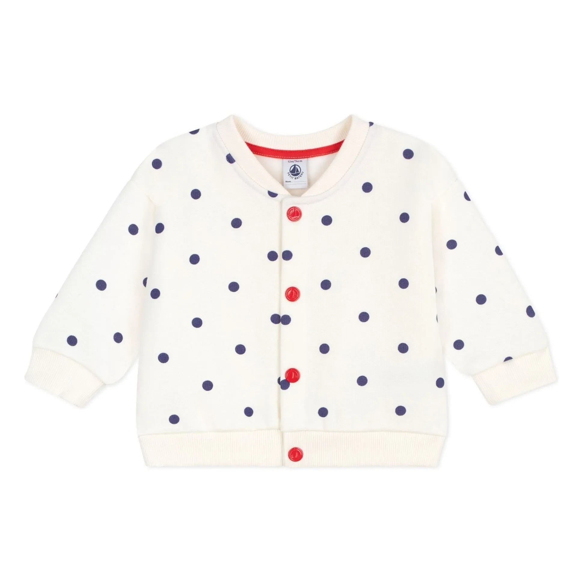 Petit Bateau - Chaqueta de punto de algodón con lunares | Crudo