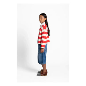 Smallable Kid - Camiseta de algodón orgánico a rayas de peonías | Roja