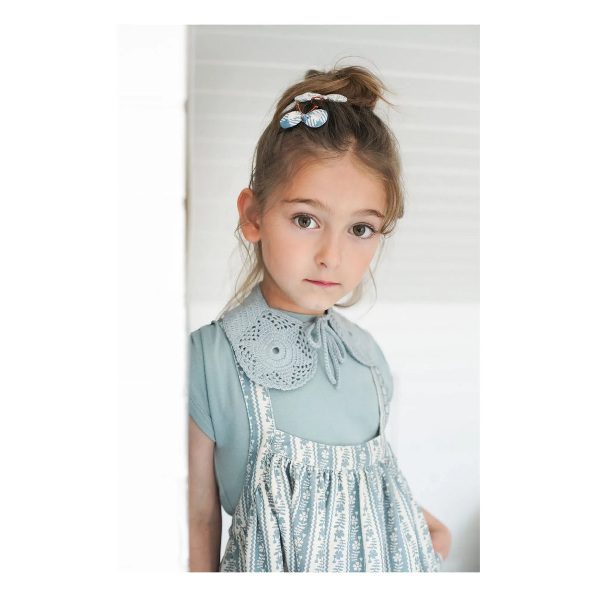 Soor Ploom - Camiseta fruncida de algodón orgánico Sundae | Azul hielo