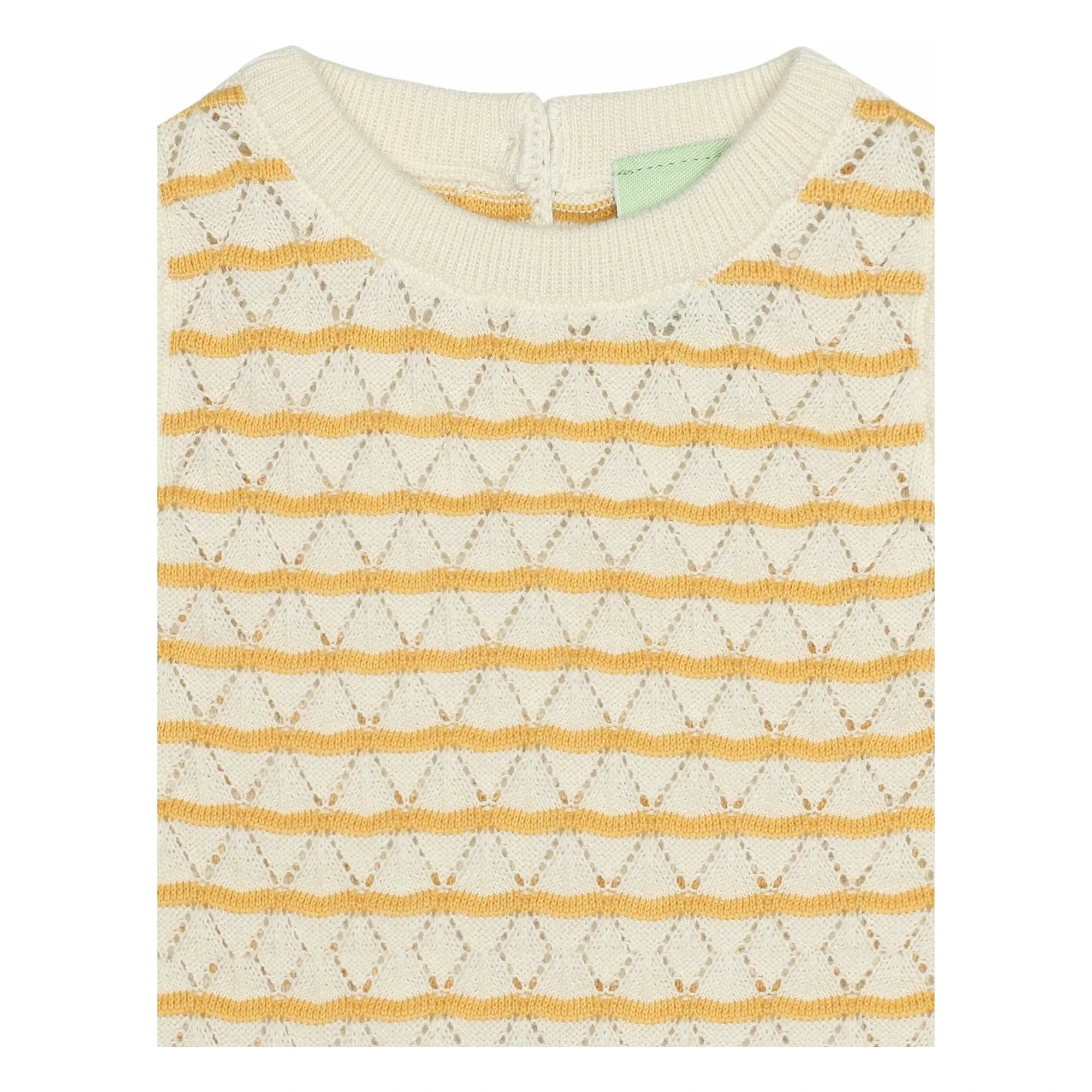 FUB - Top de punto fino de algodón orgánico con punto de ojal a rayas | Amarillo