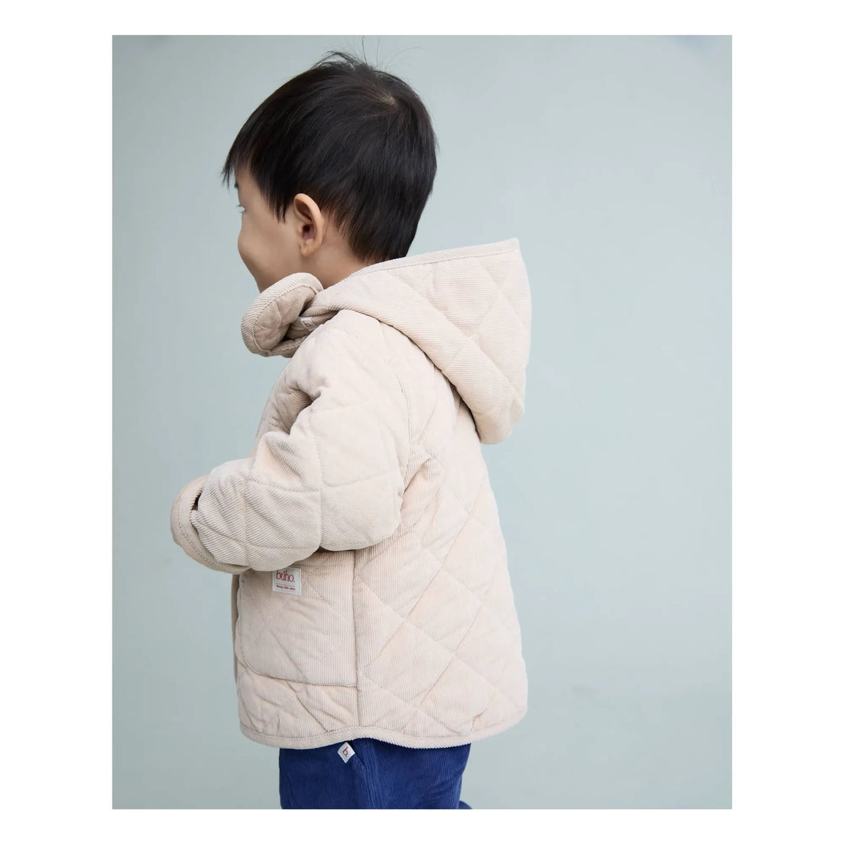 Búho - Chaqueta acolchada de algodón orgánico de terciopelo | Arena
