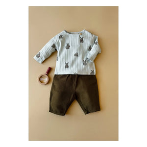 Studio Bohème - Organik Pamuklu Fitilli Kadife Carrott Pantolon | Olive