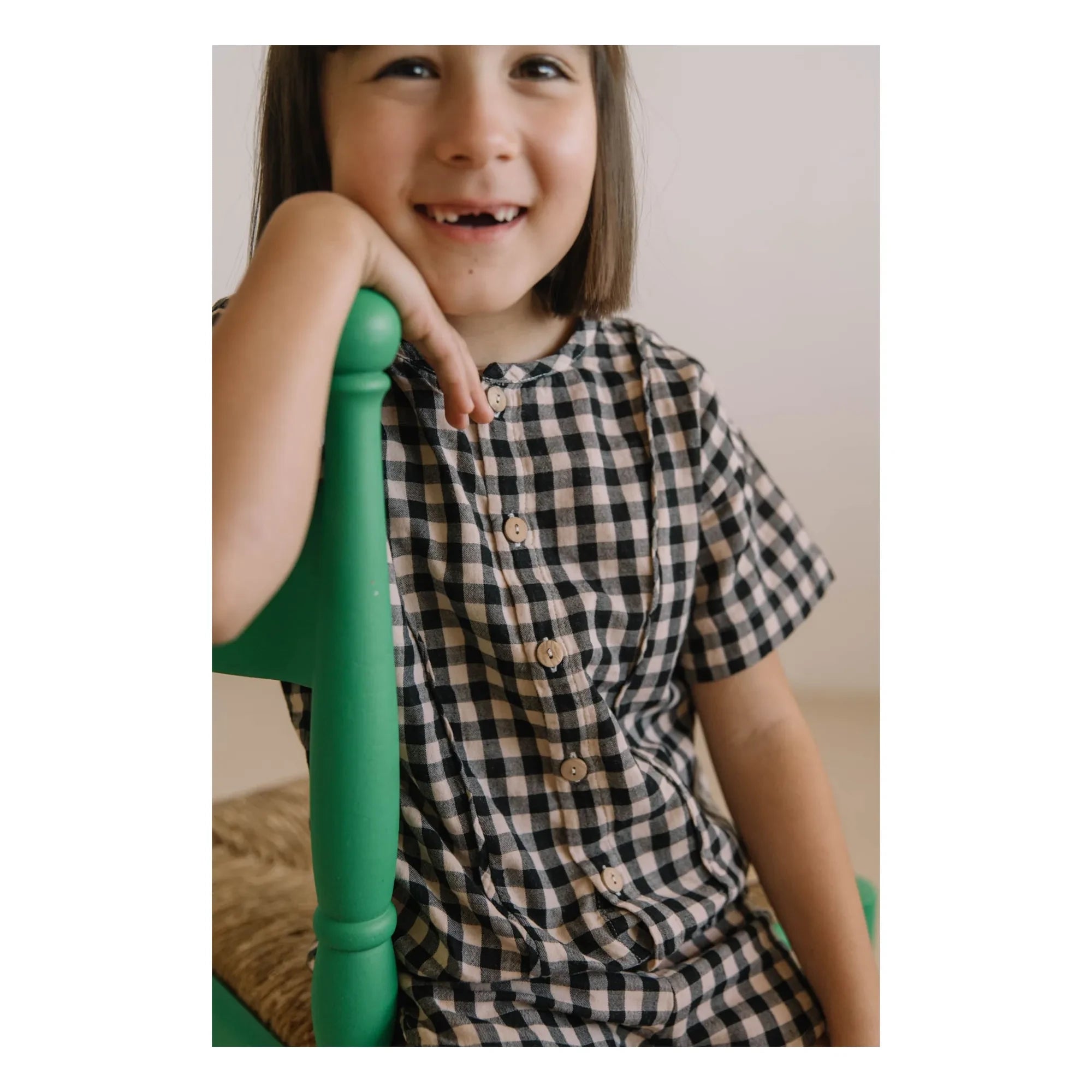 Studio Bohème - Thelma Vichy Blusa Gasa de Algodón Orgánico | Negro