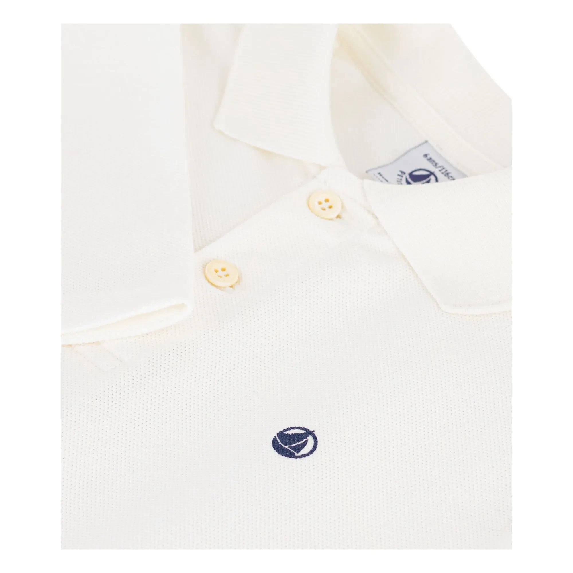 Petit Bateau - Organik pamuklu logolu polo tişört | Ekru