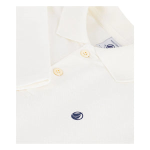 Petit Bateau - Organik pamuklu logolu polo tişört | Ekru