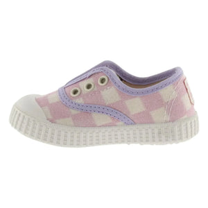 Victoria - Zapatillas de lona a cuadros rayados | Rosa