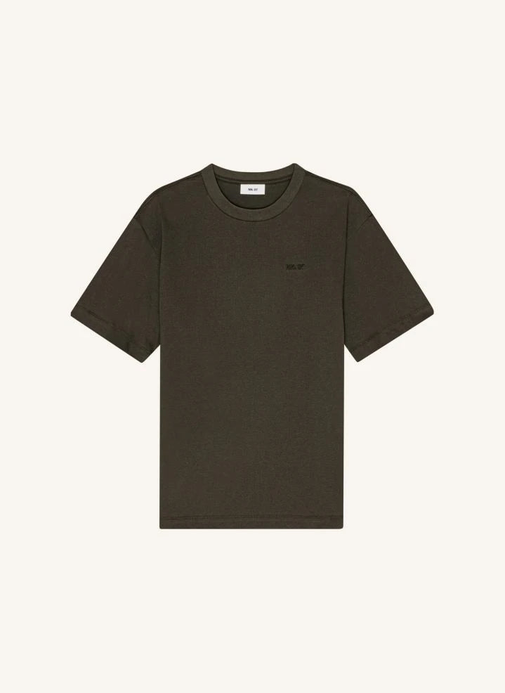 NN.07 - Nat Logo 3525 camiseta de algodón orgánico | Verde caqui