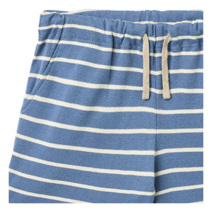 Wheat - Pantalón corto Kalle Jersey de algodón orgánico a rayas | Azul