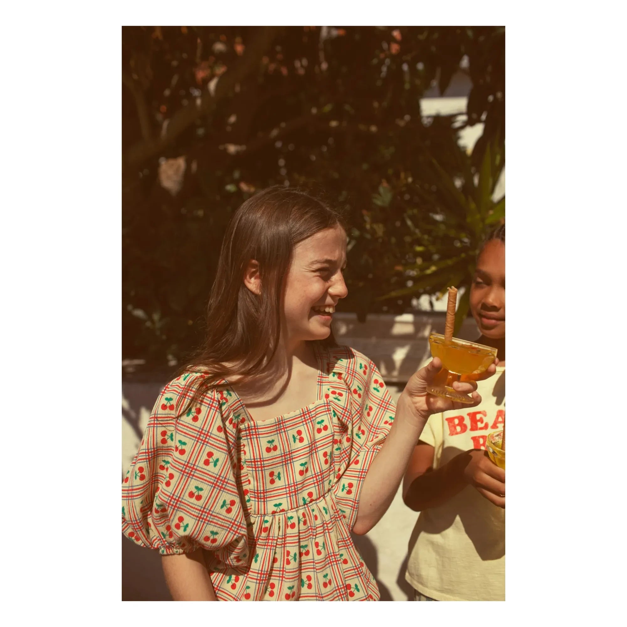 Piupiuchick - Amarillo | Blusa con volante y estampado de cerezas