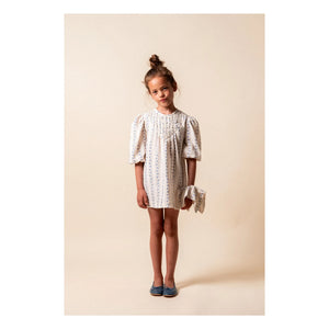 birinit - Vestido de algodón orgánico floral Sariñena | Blanco roto