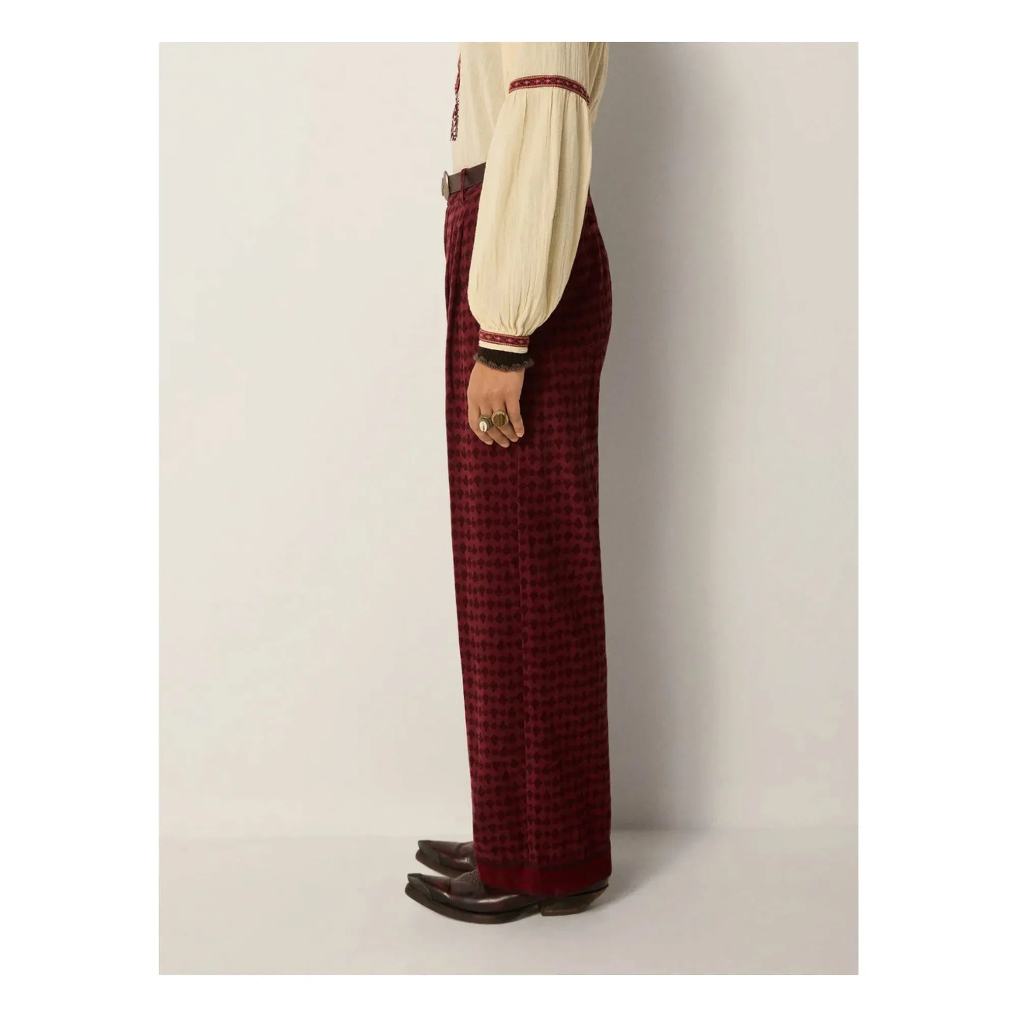Maison Hotel - Paco Chateau Kadife Pantolon | Bordo
