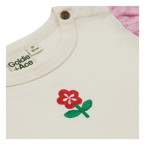 Goldie + Ace - Camiseta Vichy de Manga Bombacha | Crema