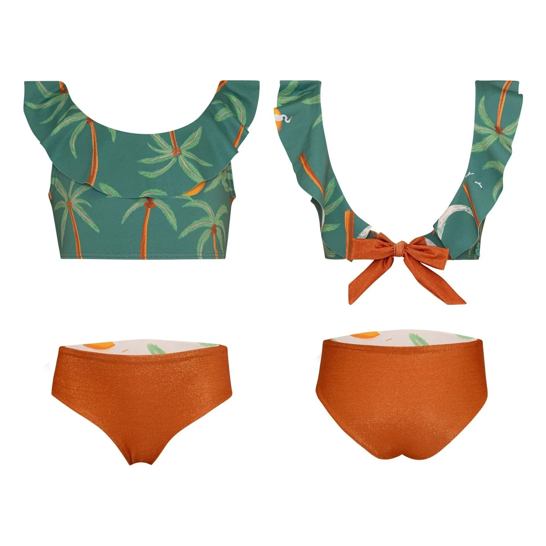 Pepita & Me - Ilana Palm Traje de baño con volantes | Verde