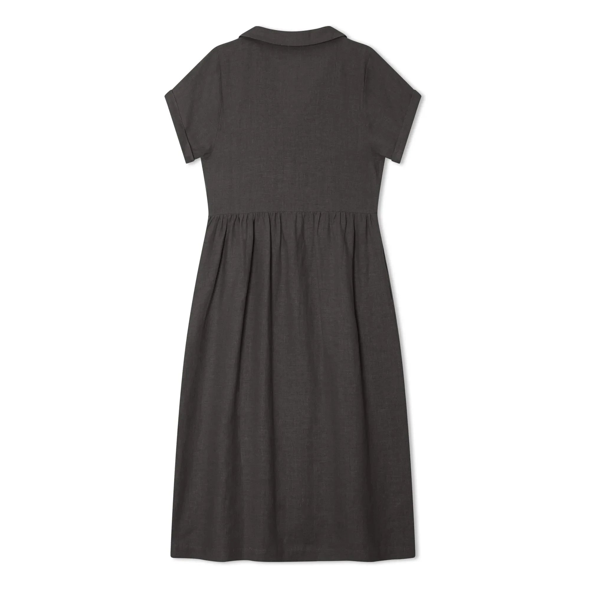 Matona - Vestido camisero de lino de corte medio | Negro