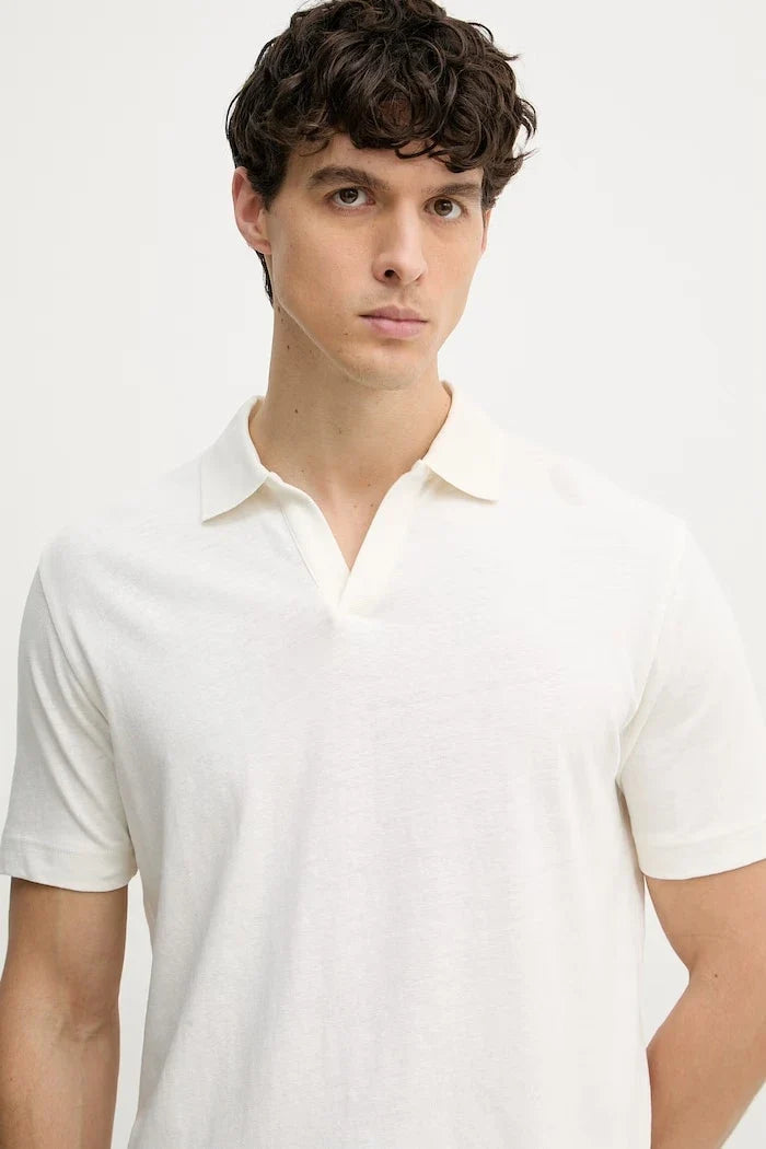 Polo de lino con cuello para hombre Marc O'Polo