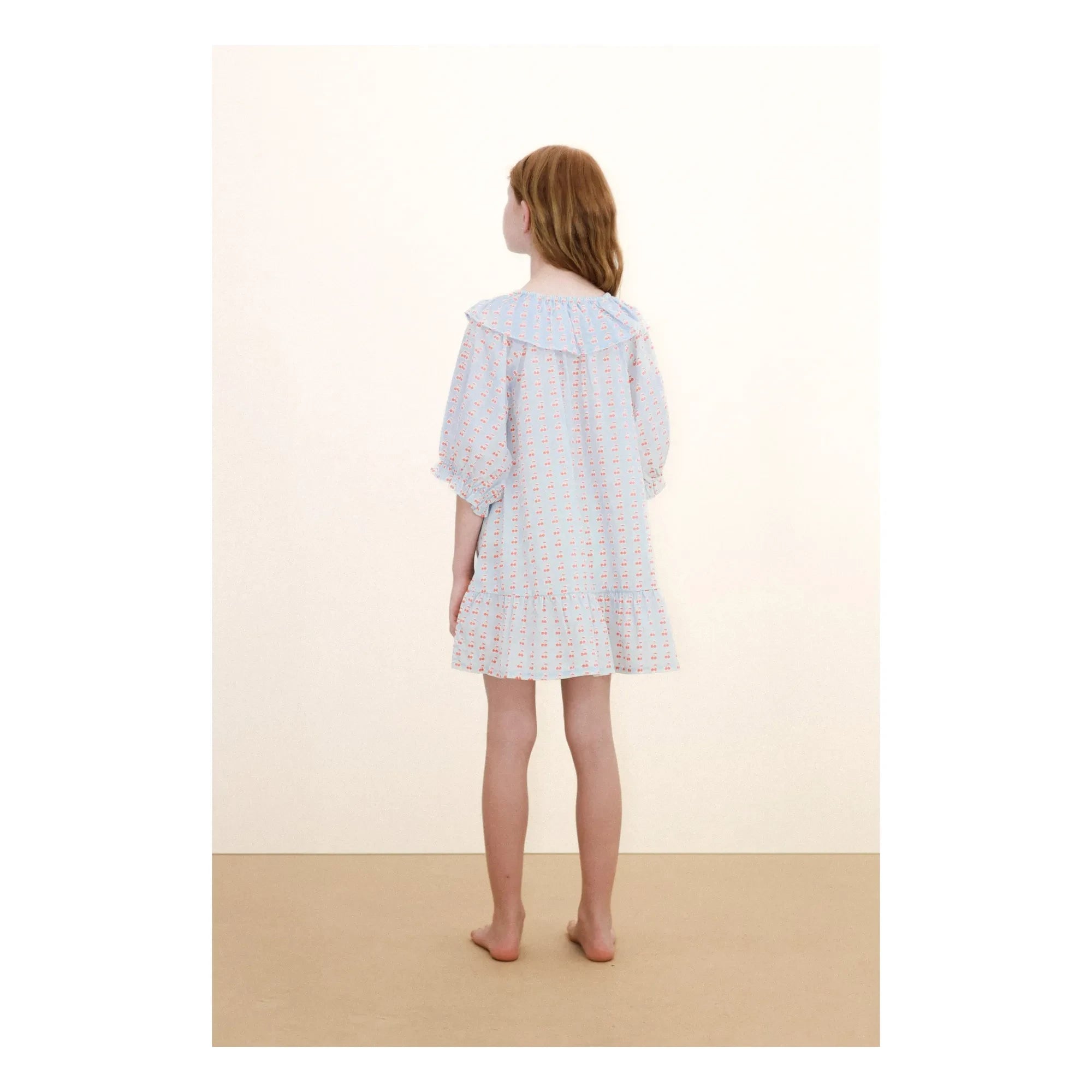 Tinycottons - Vestido Volantes Cereza | Azul Hielo