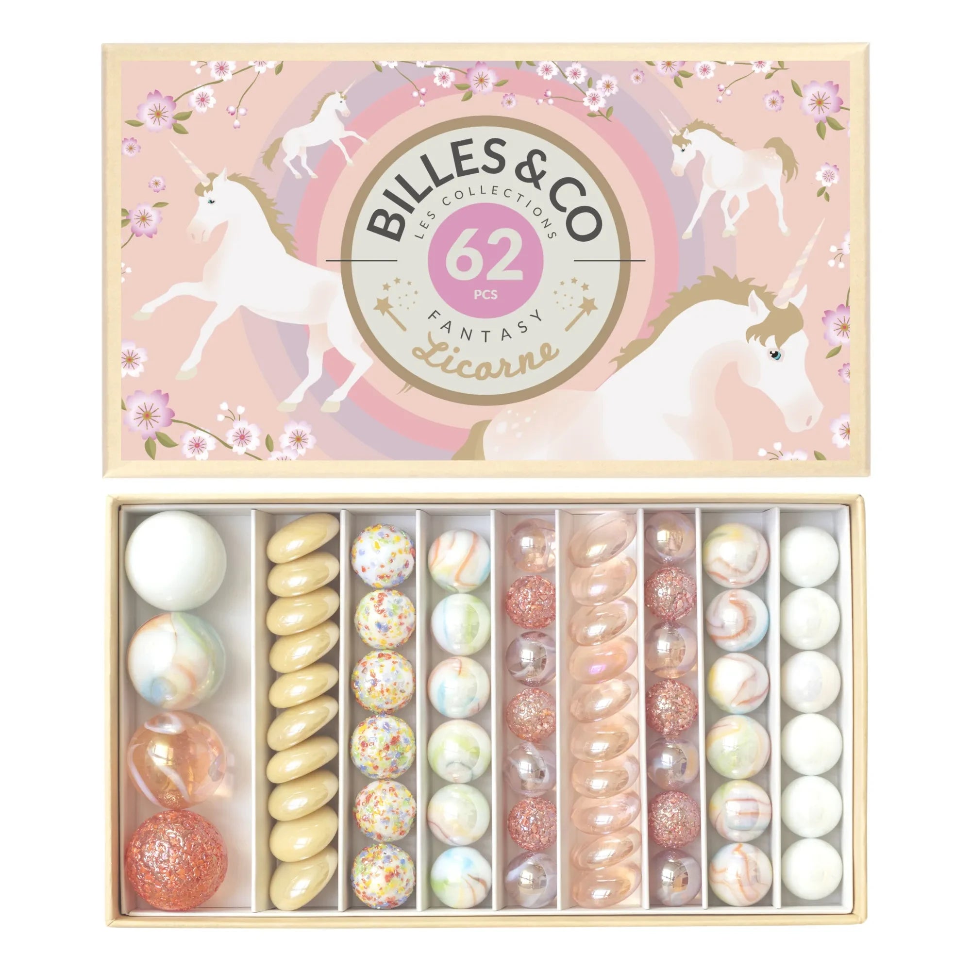 Billes & Co - Caja de 62 Canicas - Unicornio