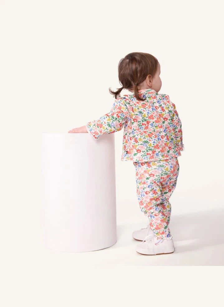 Petit Bateau - Organik Pamuklu Çiçek Desenli Bebek Hırkası | Beyaz
