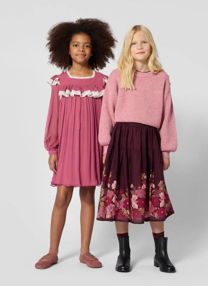 Chloé - Fleurie Yün gazlı etek | Plum