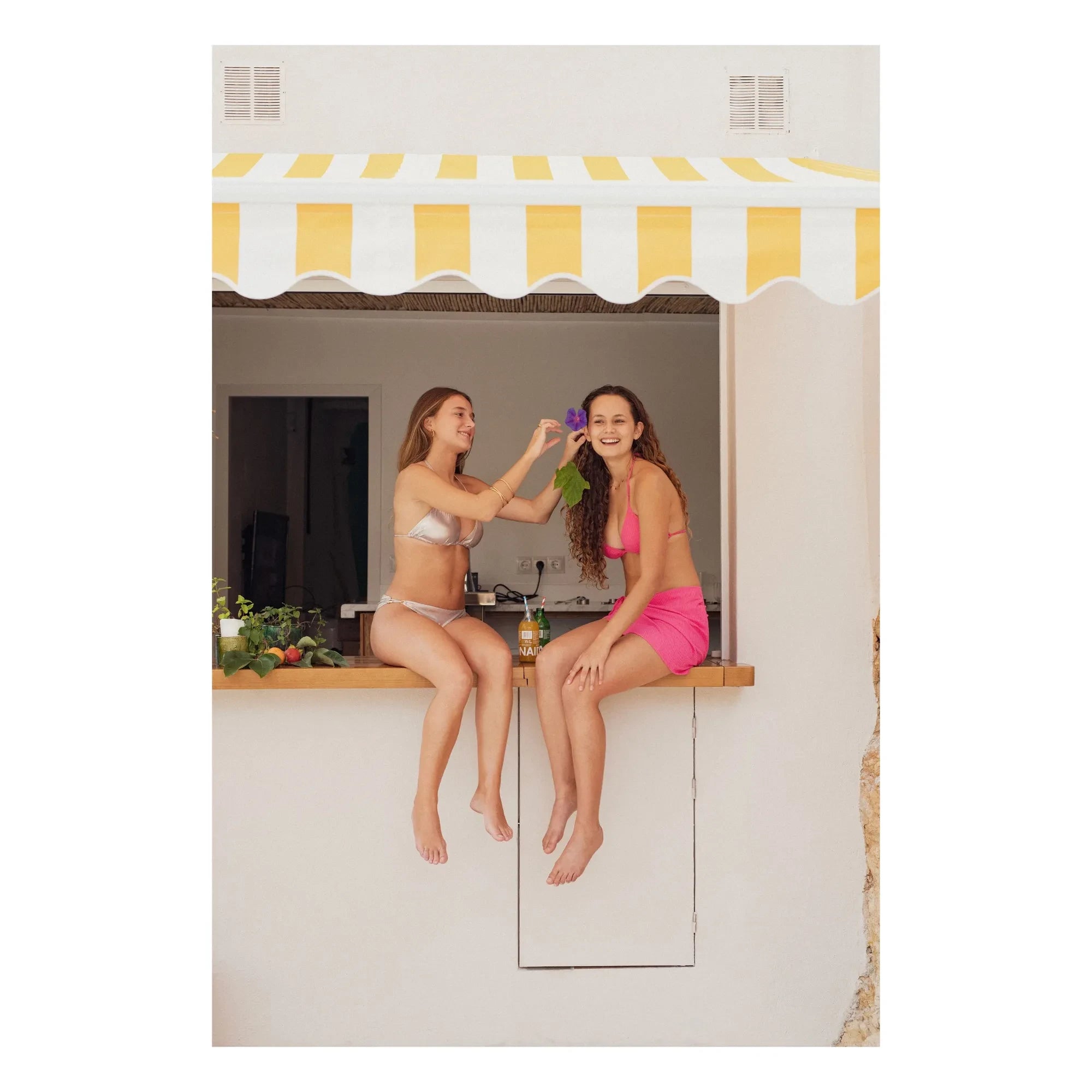 Lison Paris - Falda de traje de baño metálica a rayas | Fucsia