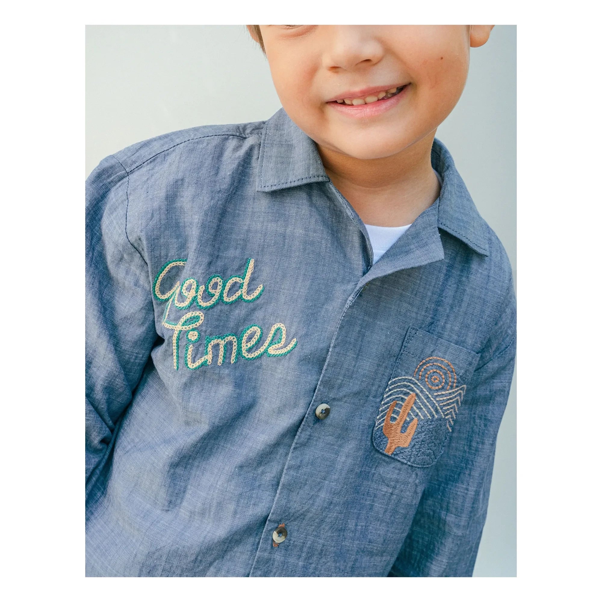 Gingersnaps - Camisa Chambray Bordada Lewis | Azul
