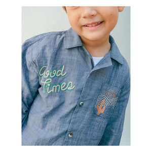 Gingersnaps - Camisa Chambray Bordada Lewis | Azul
