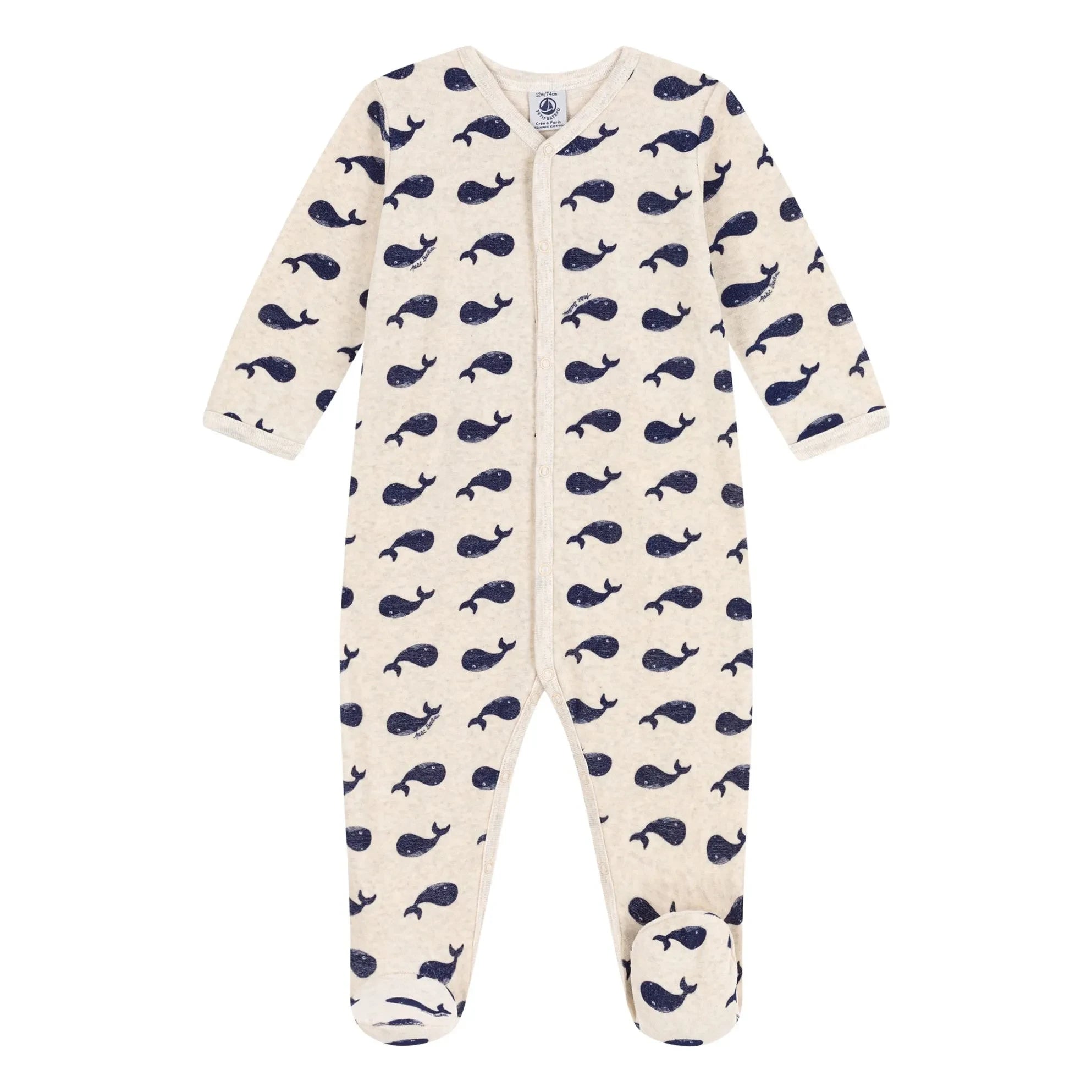 Petit Bateau - Pijama Dors Bien Velours Baleine | Gris Melange
