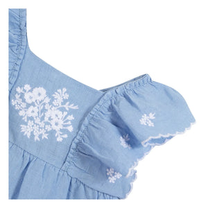 Tartine et Chocolat - Vestido Festón Bordado | Azul celeste