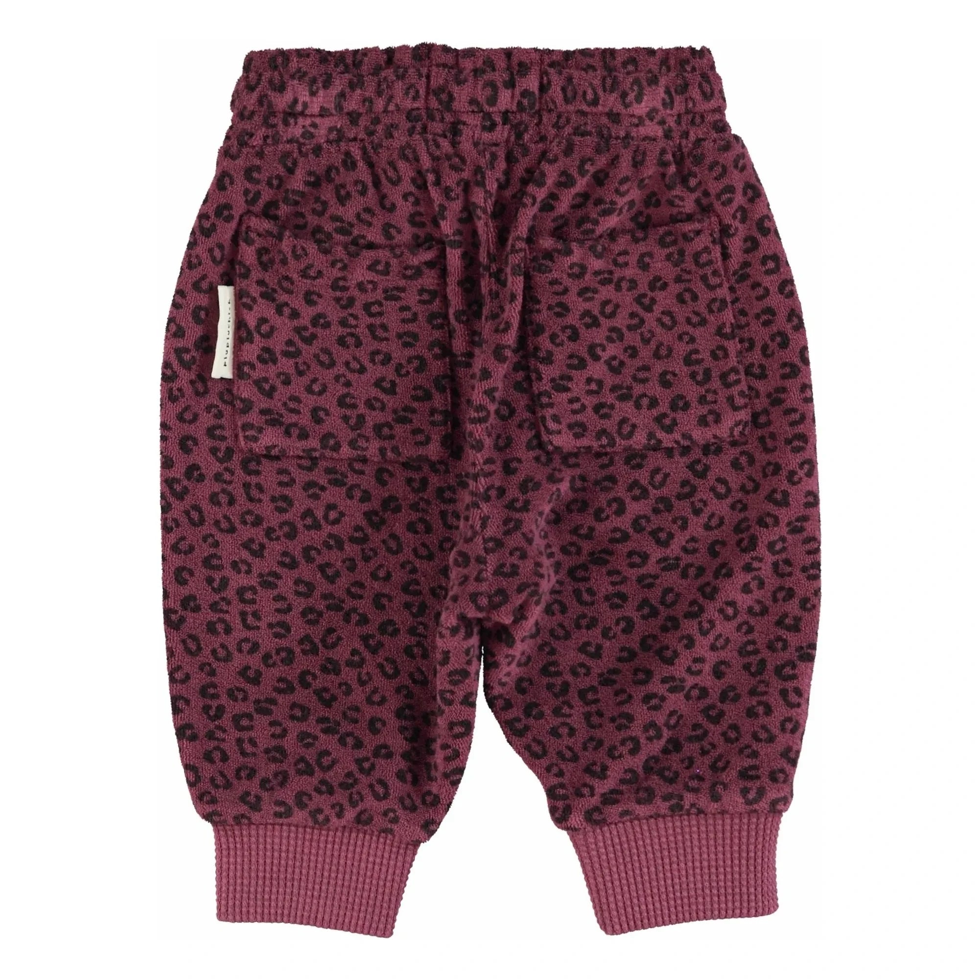 Piupiuchick - Jogger de felpa de algodón orgánico con estampado de leopardo | Berenjena