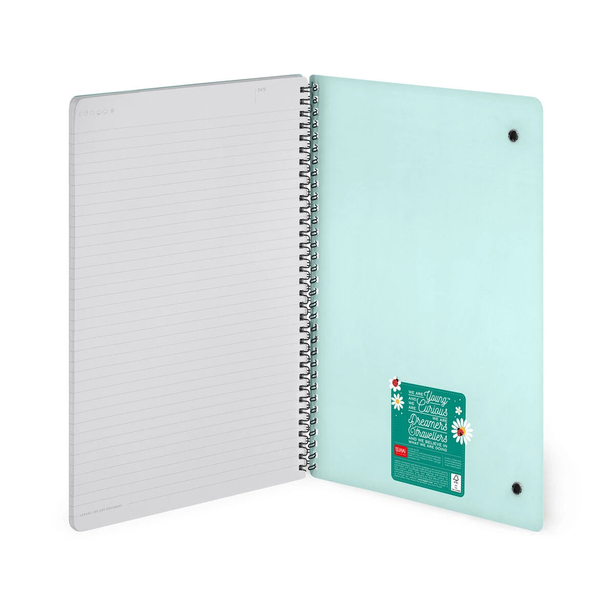 Legami - Çizgili A4 Defter - Resimli Sert Kapak - Uğur Böceği - Spiralli