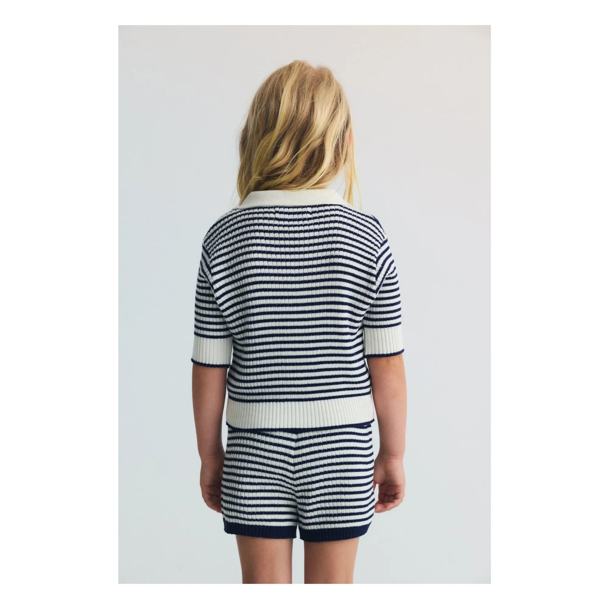 the new society - Camiseta de punto de polo a rayas | Azul marino
