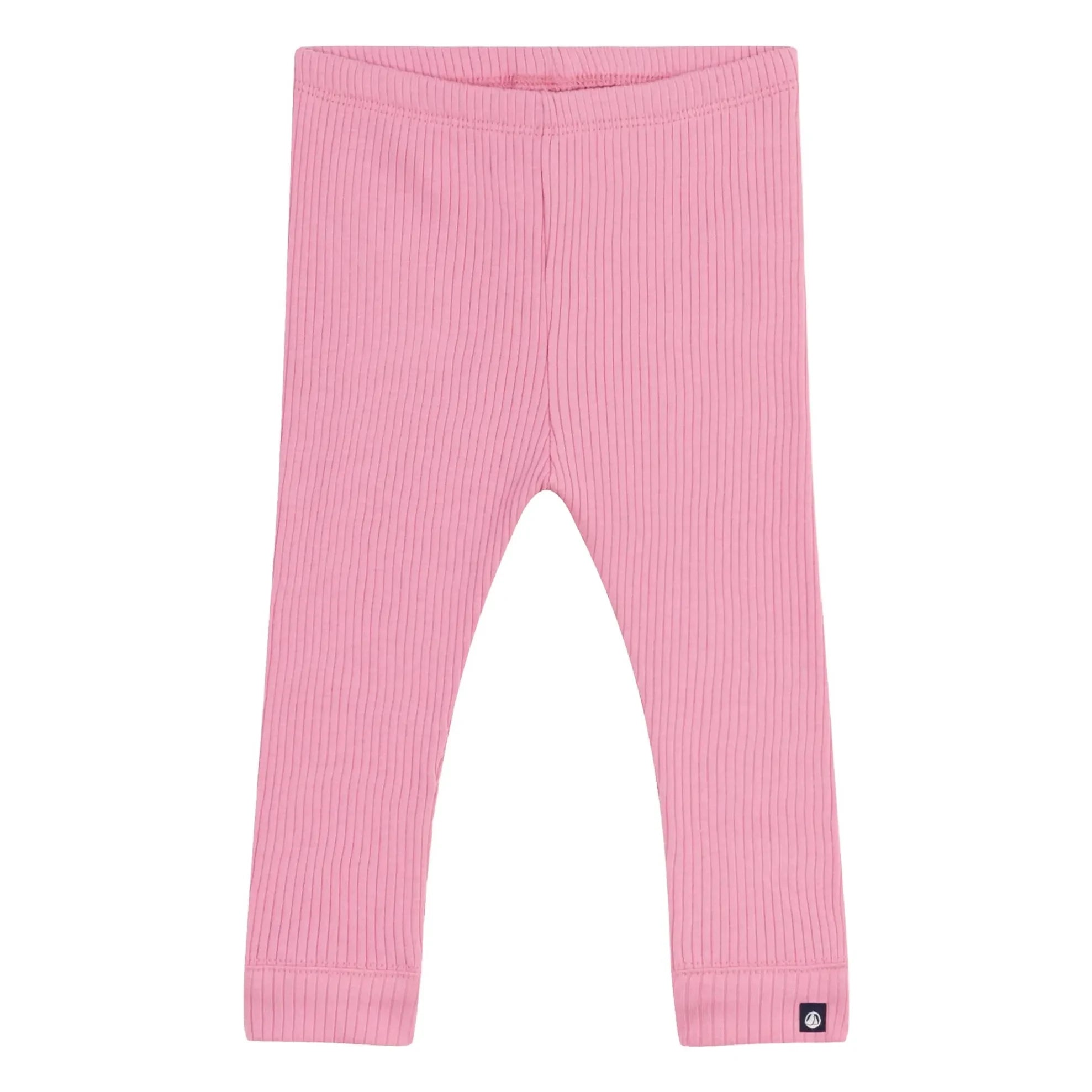 Petit Bateau - Leggings acanalados de algodón orgánico con logo | Rosa caramelo