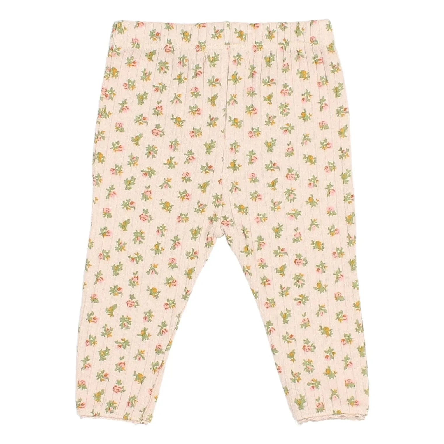 Búho - Floral Cottage Nervürlü Tayt | Açık Pembe