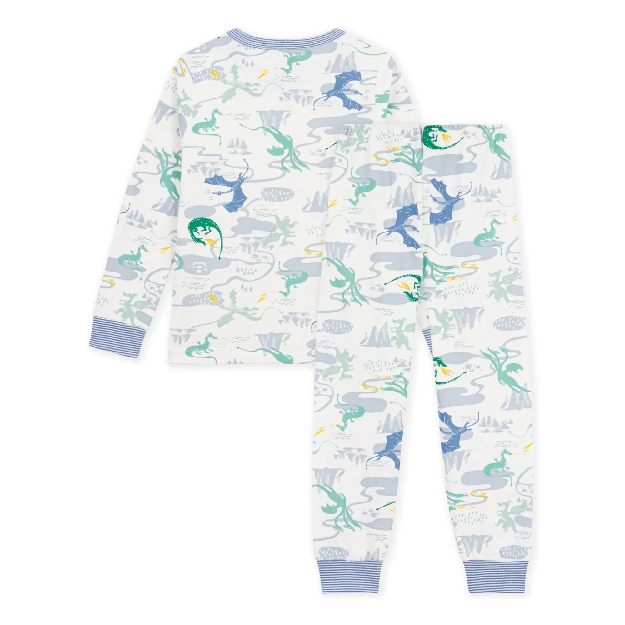 Petit Bateau - Pyjamas Dragons Organik Pamuk | Beyaz