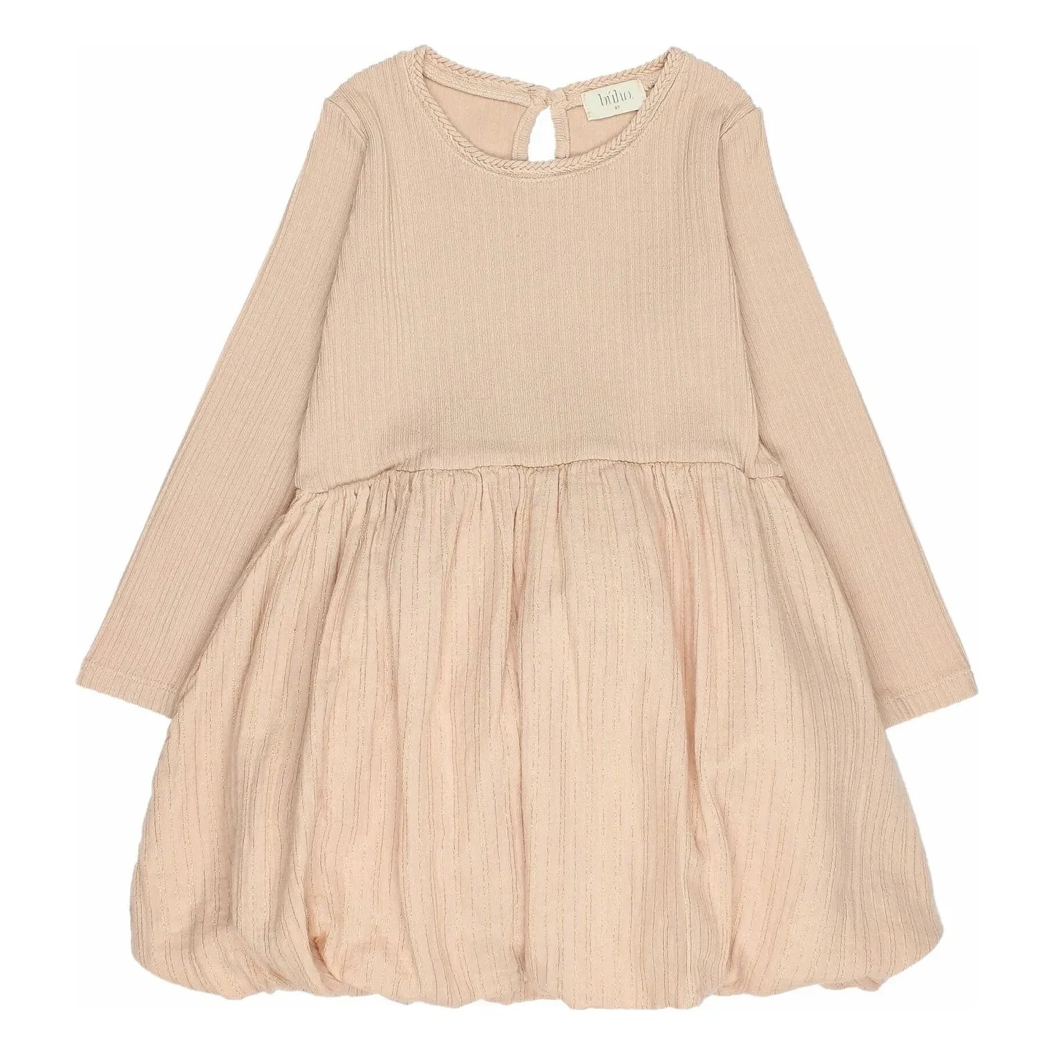 Búho - Vestido combinado de gasa de algodón orgánico Lurex | Rosa