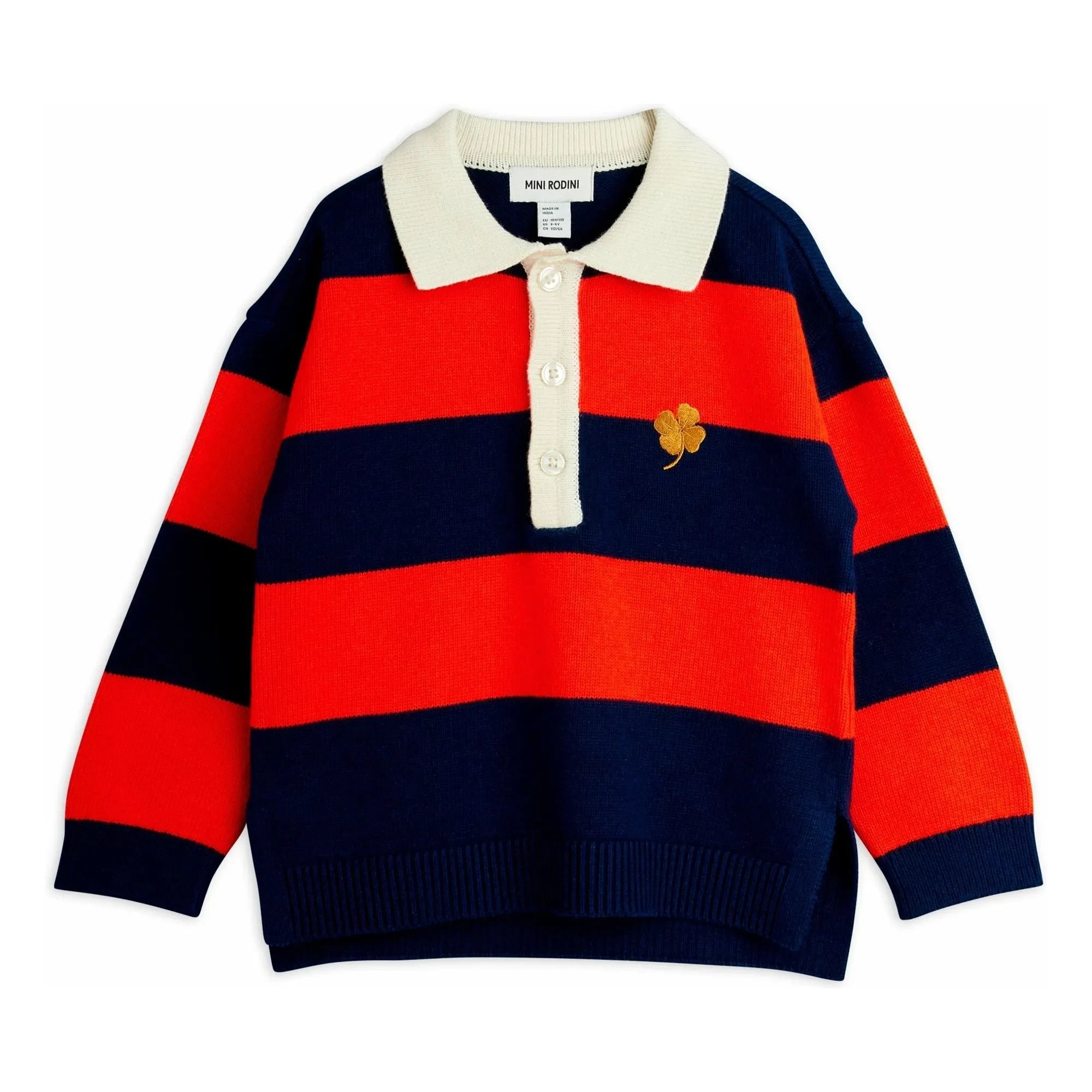 Mini Rodini - Polo de algodón orgánico con trébol | Rojo