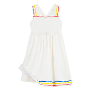 Petit Bateau - Vestido palabra de honor de popelín de algodón orgánico | Blanco