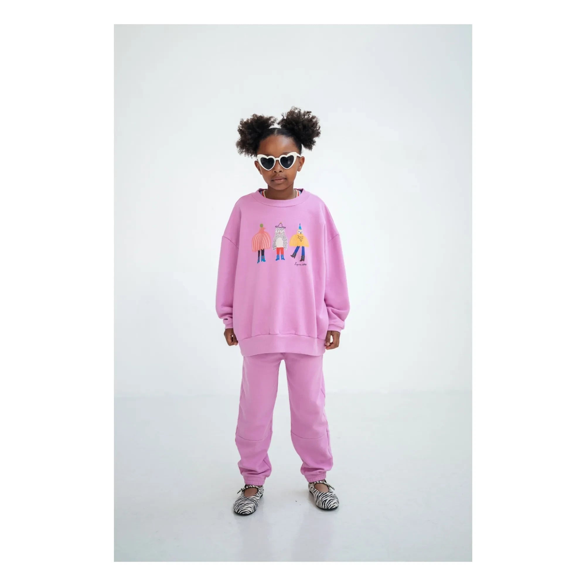 Repose AMS - Sudadera ancha de algodón orgánico Cozydrop Oiseaux | Rosa