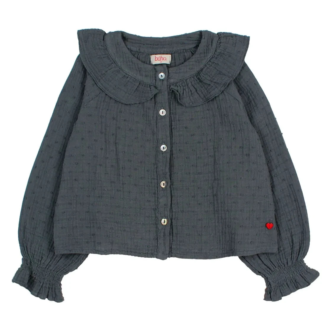 Búho - Blusa de algodón orgánico Plumeti | Gris Oscuro
