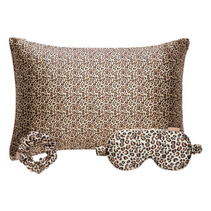 Emily's Pillow - Set de Dormir de Seda de Morera Estampado de Leopardo