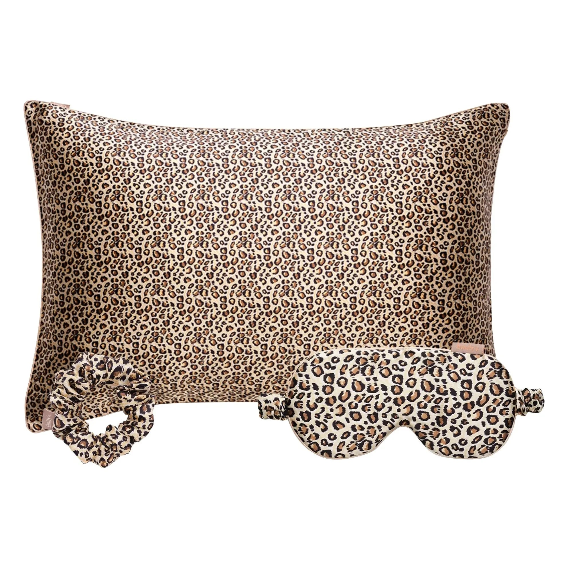 Emily's Pillow - Set de Dormir de Seda de Morera Estampado de Leopardo