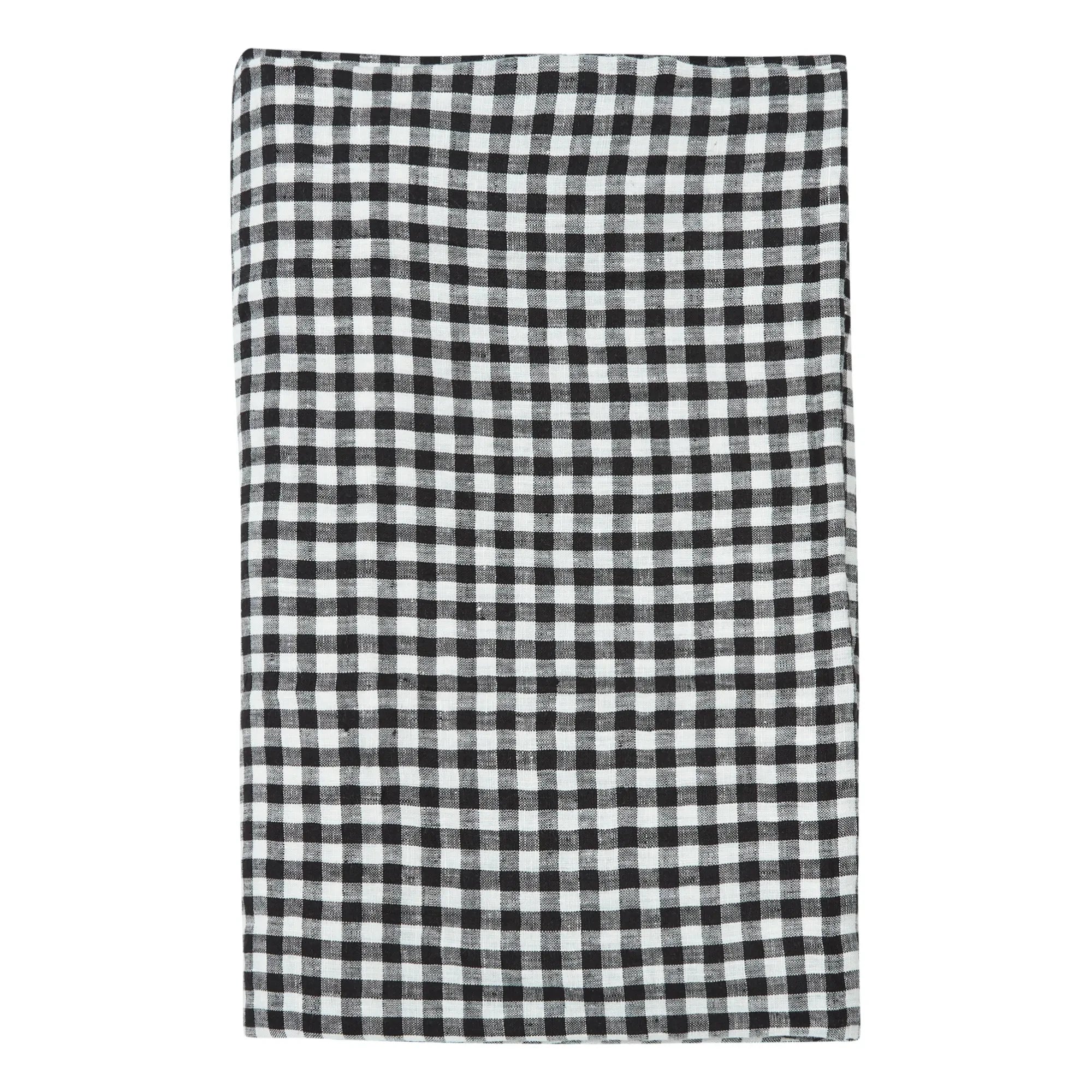 Gabrielle Paris - Mantel de Lino Lavado Gingham | Negro