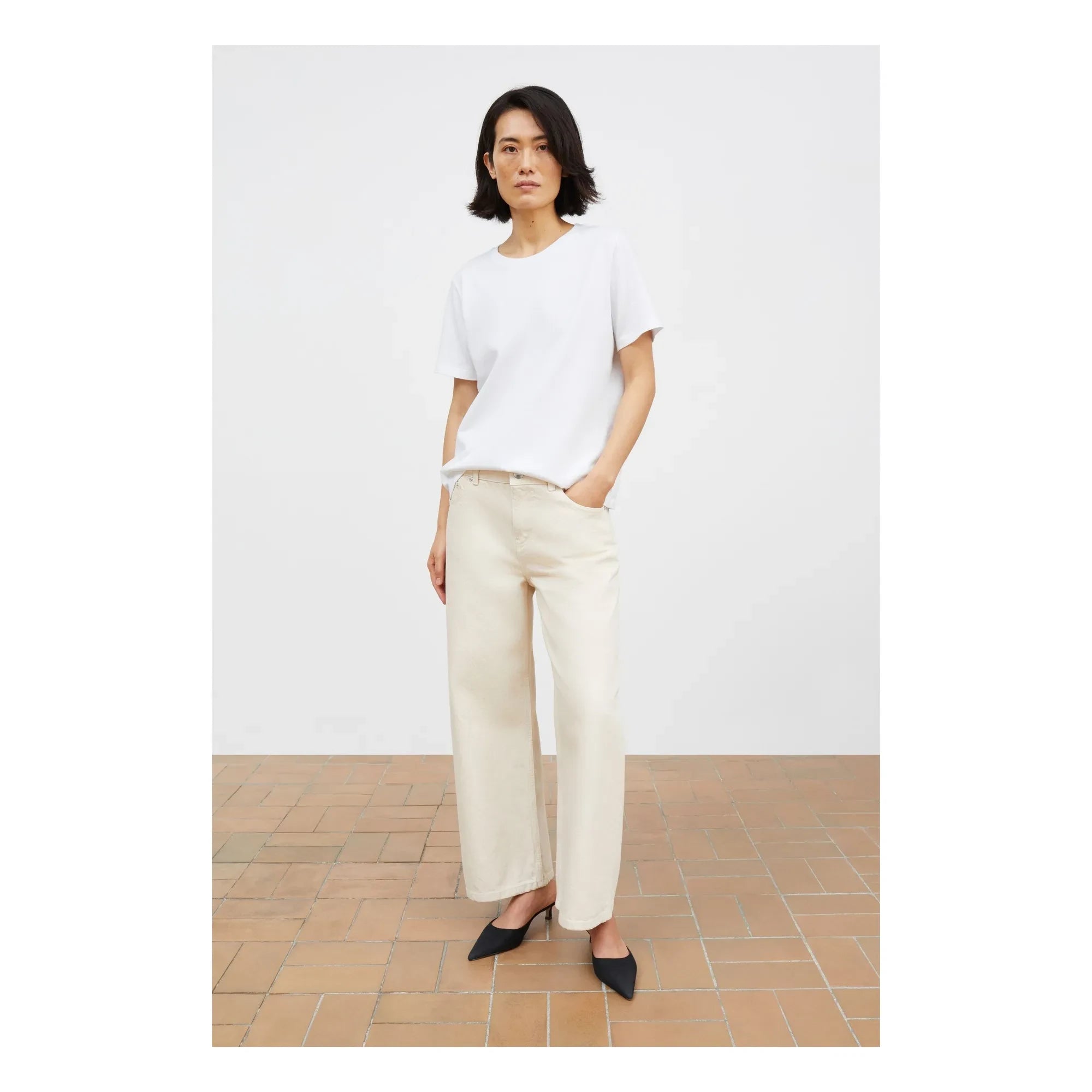 Skall Studio - Crop Taylor Organik Pamuk Kot Pantolon | Ecru