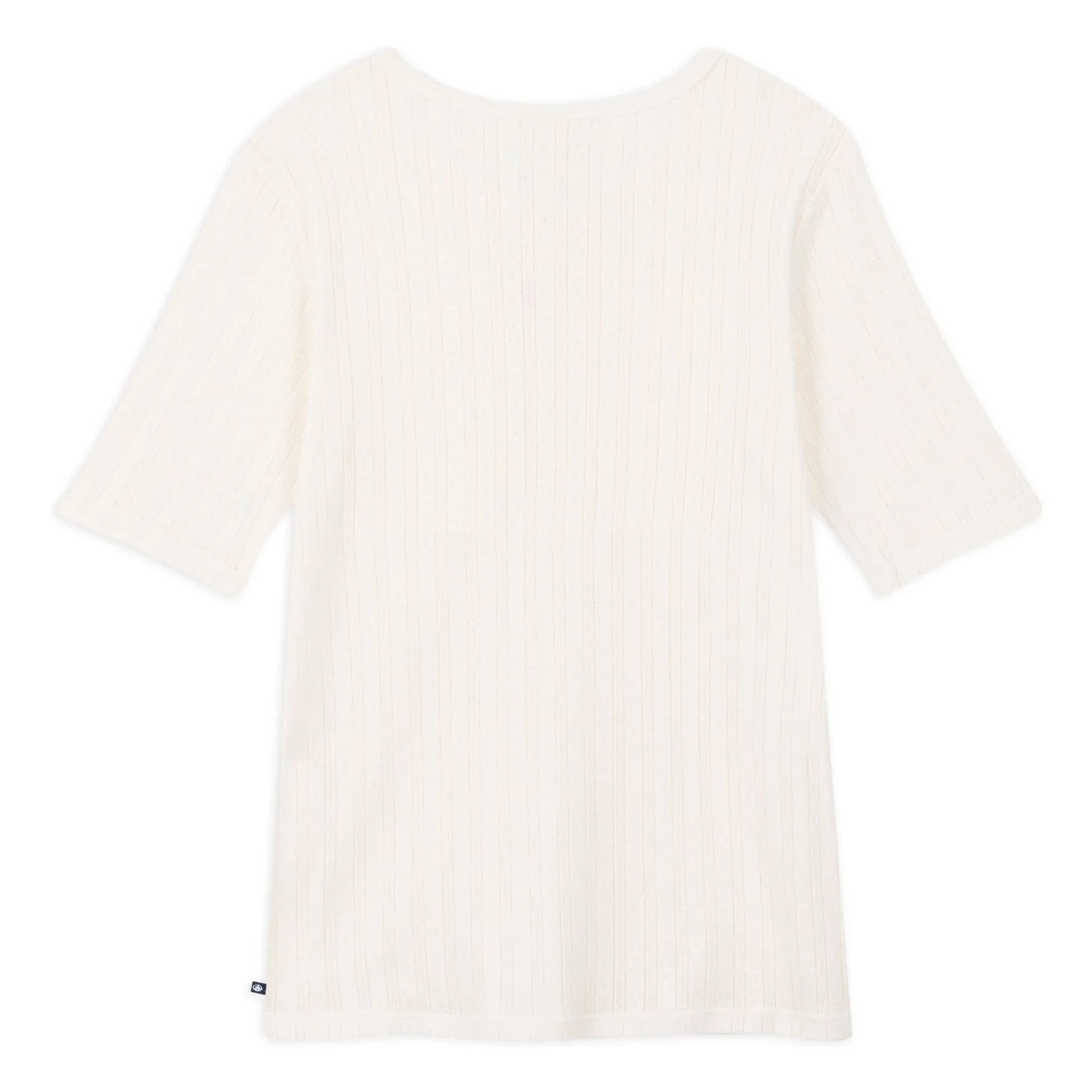 Petit Bateau - Camiseta con cuello tunecino de punto calado | Crudo