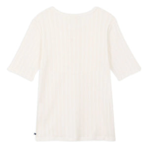 Petit Bateau - Camiseta con cuello tunecino de punto calado | Crudo
