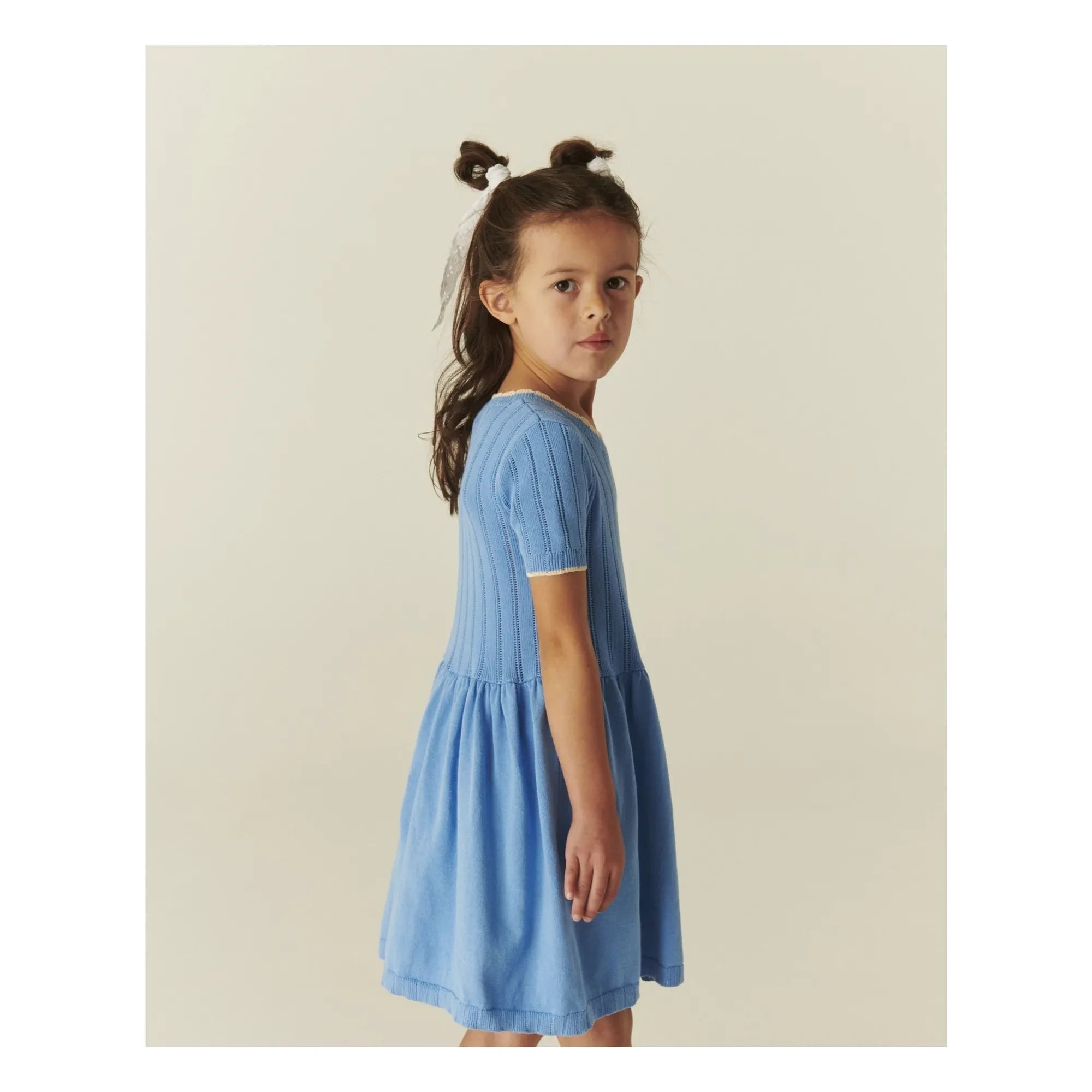 Copenhagen Colors - Vestido de algodón orgánico con agujeritos | Azul aciano