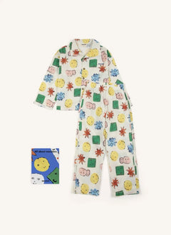 Bobo Choses - Conjunto de camisa y pantalón bordado de algodón orgánico | Ecru