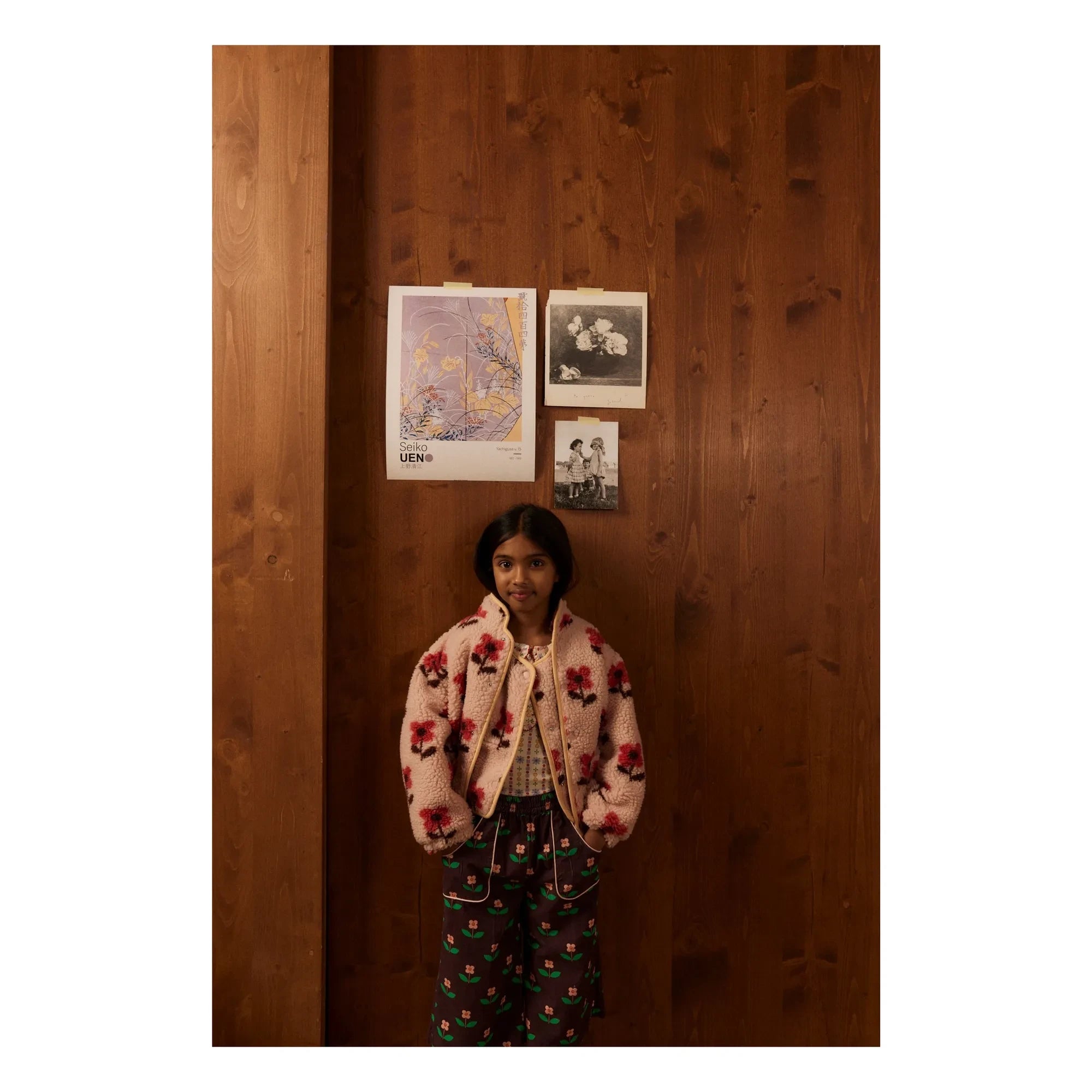Hello Simone - Chaqueta de oso sherpa con estampado floral | Rosa